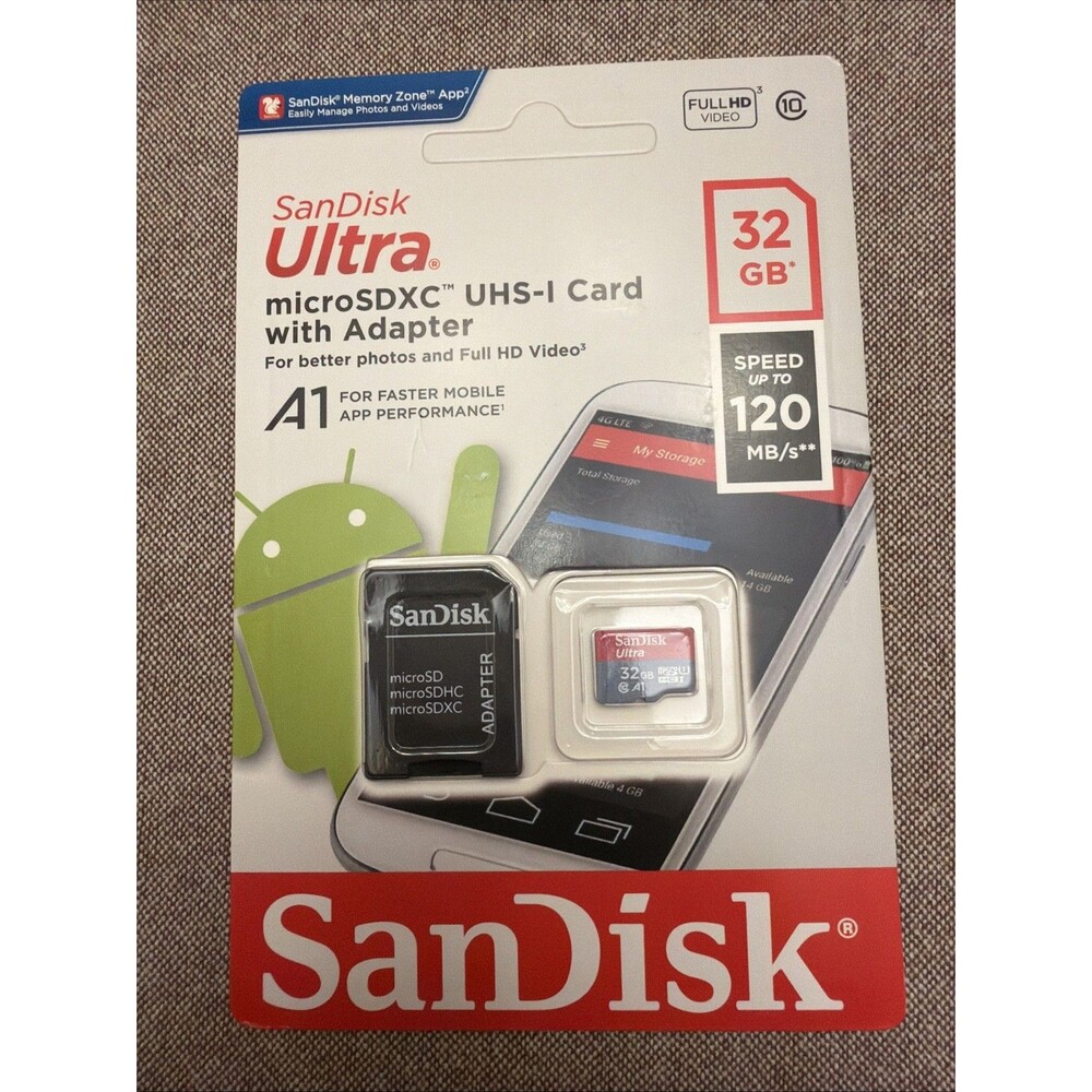 Sandisk 32GB Ultra MicroSD Memory Card MicroSDXC UHS-I w/Adapter NEW Micro SD